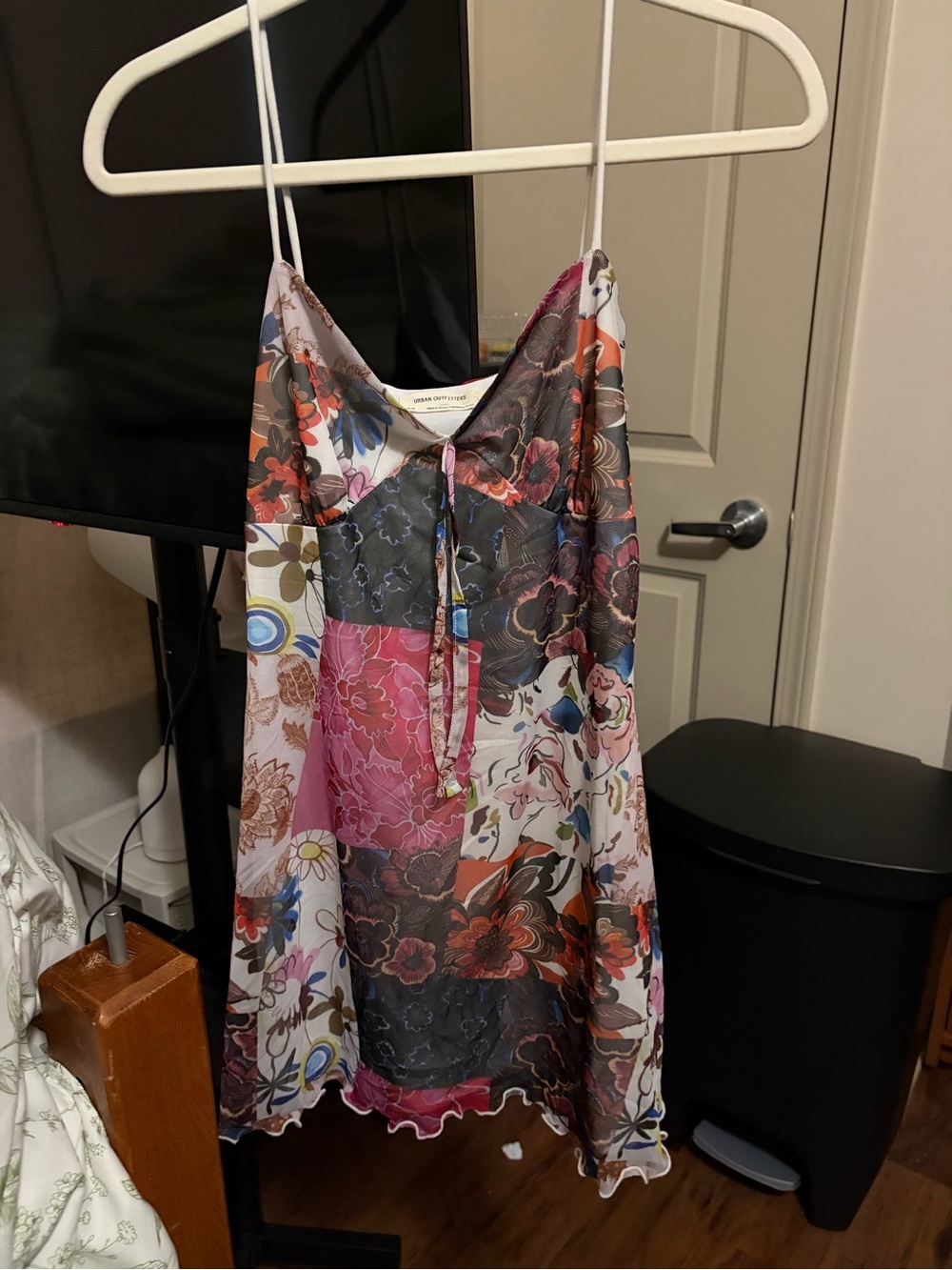 Urban Outfitters Patchwork Floral Sheer Mesh Tie Front Slip Dress M
